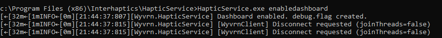 Enabling the Haptic Service Dashboard from the command prompt