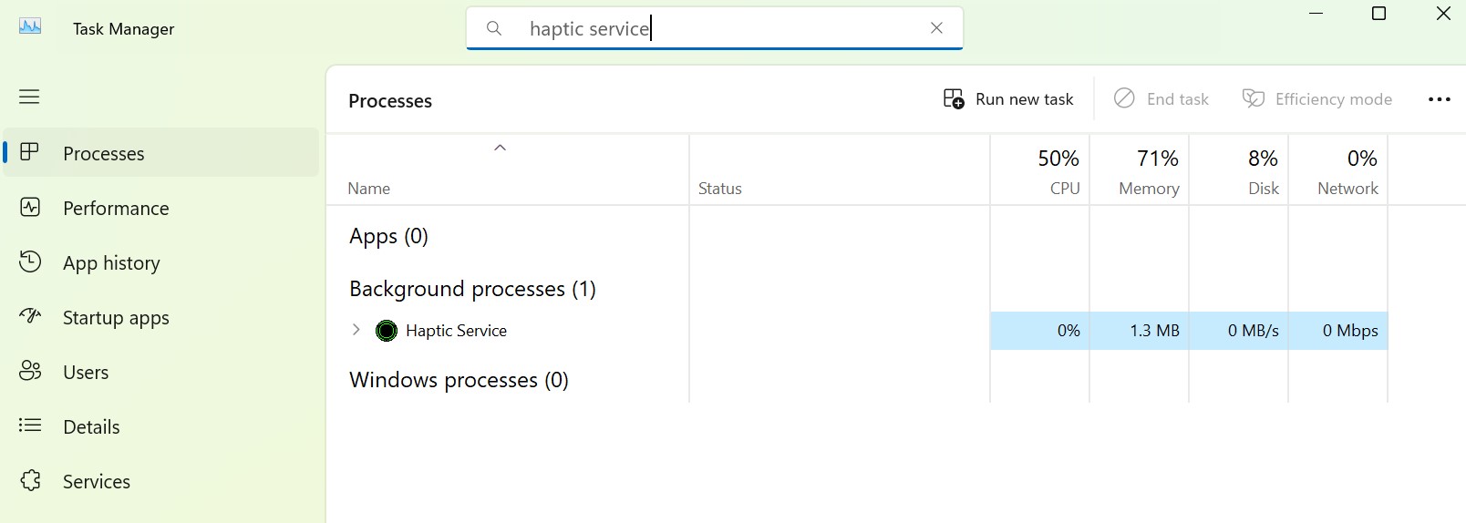 Haptic Service Background Process