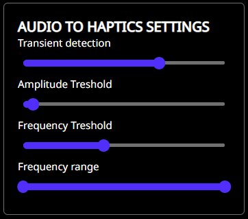 Audio to Haptics settings