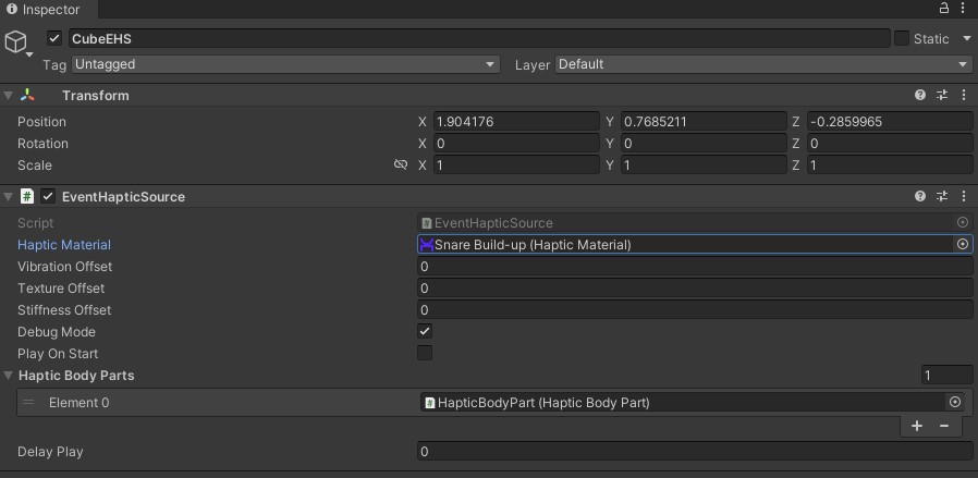 Event Haptic Source GameObject