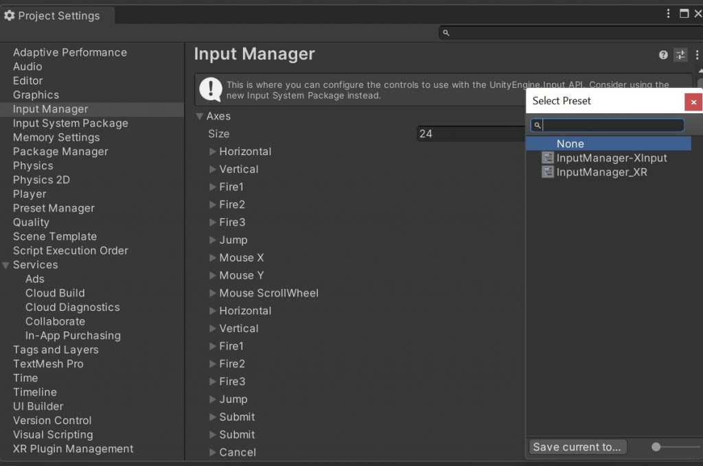 InputManager XInput Presets