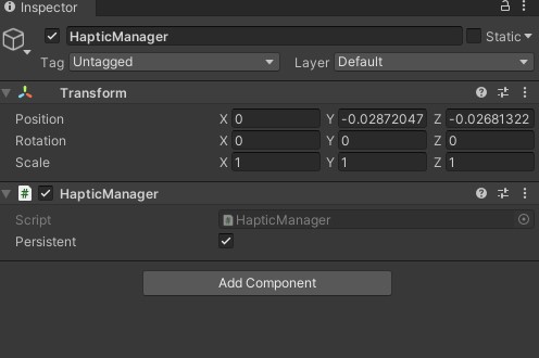 Haptic Manager GameObject