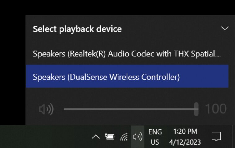 PlayStation Controller set as default Windows speakers