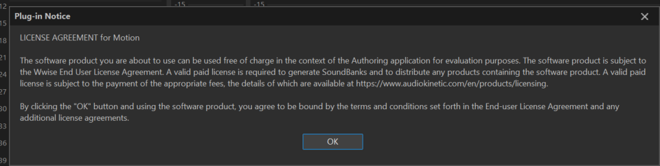 LICENSE AGREEMENT for Motion plugin notice
